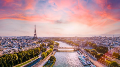 The Seine River by the Eiffel Tower in Paris
