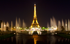 The Eiffel Tower in Paris, France at night
