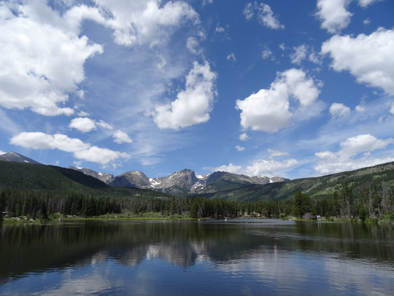 Cloudy sky with mountains and water